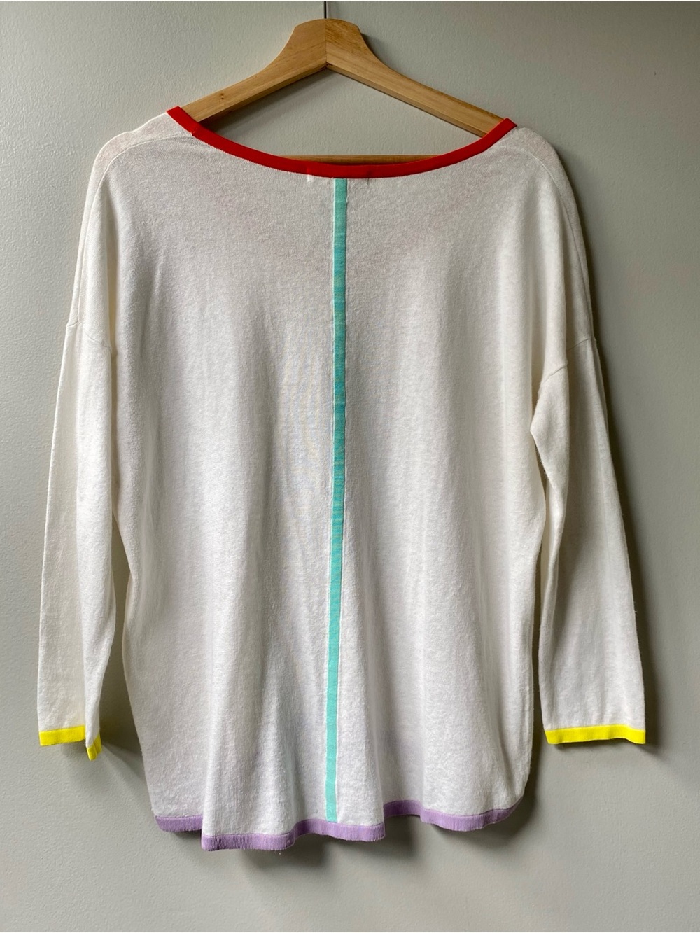Boden White Sweater with Red and Mint Trim - Picture 5 of 6